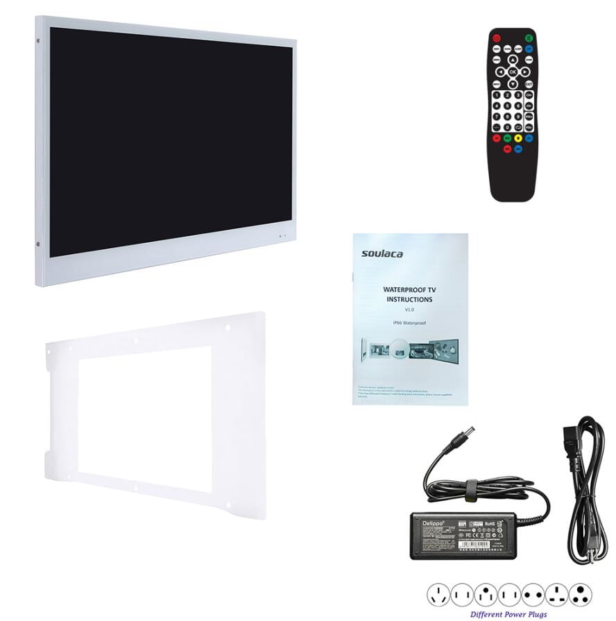 Elecsung 22 inches White Color LED Smart TV Waterproof Bathroom Television IP66 Shower TV ATSC Tuner WiFi