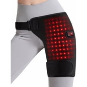Rechargeable Heated Hip Massager, Thigh Hip Brace with 105 Red Light LEDs (660nm), 3 Heat & 3 Dual Motor Vibration Modes, USB Powered Heating Pad for Hip Thigh Lower Back, Seniors