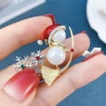 thumbnail image 6 of Elegant Christmas Snowman Brooch Stylish Pearls Breastpin Enamel Metal Lapel Pins for Women Festive Holiday Gift for Her, 6 of 14
