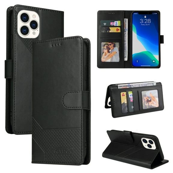 Case for iPhone 13 Pro Max Wallet Case, PU Leather Stand Flip Cover Case - [Shockproof TPU Inner Shell] for Women and Men - Folio Case Compatible with Apple iPhone 13 Pro Max - 6.7 inch (Black)