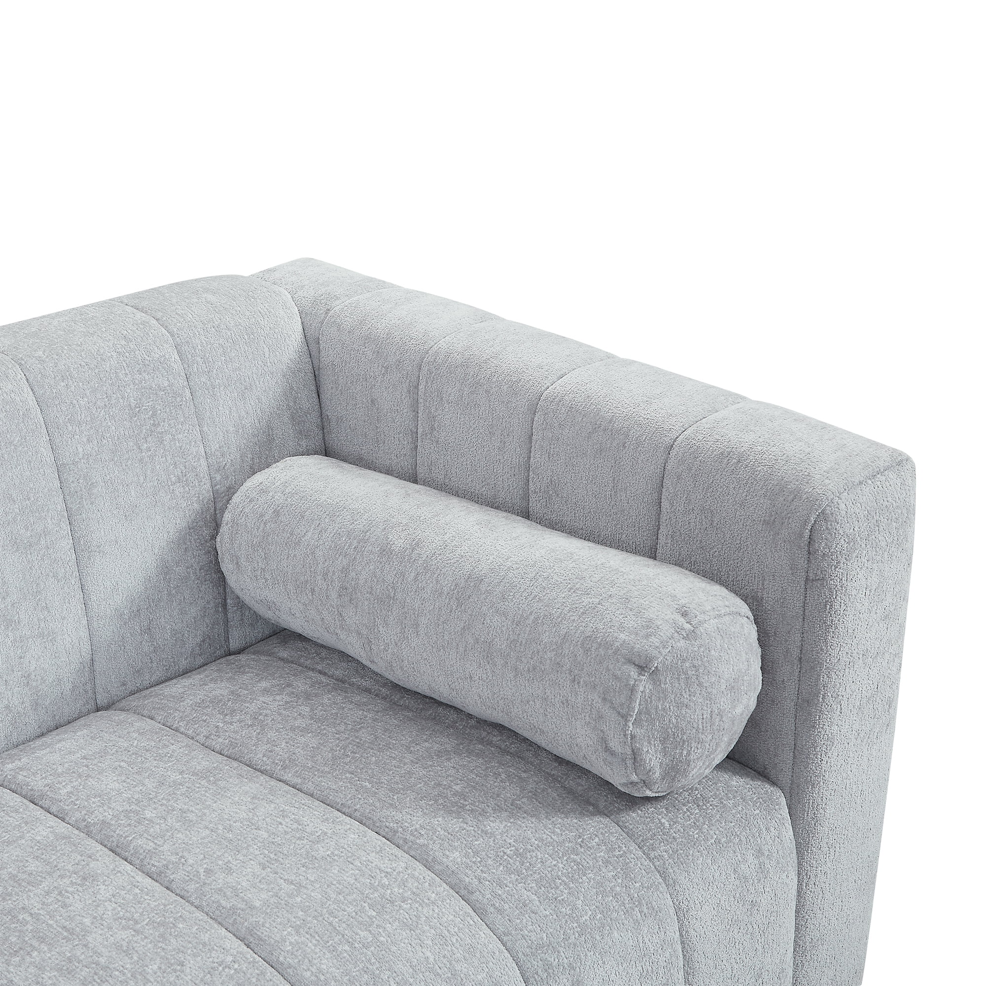 EUROCO 78.7'' Larger Simplified Style Loveseat Couch Sofa, Chenille Upholstered 2-Seat Sofa, Love Seat Furniture with 2 Pillows for Living Room, Bedroom, Apartments, Light Gray