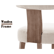Guyou Dining Chairs Set of 4, Mid-Century Modern Linen Upholstered Kitchen Chairs with Curved Backrest, Wooden Side Chairs for Dining Kitchen Living Room Bedroom, Beige