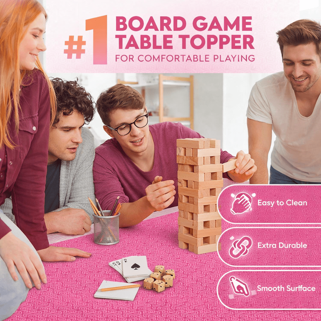 Feltectors Board Game Mat for 36 x 36 in Tables, Mahjong Mat with Carrying Bag-Pink