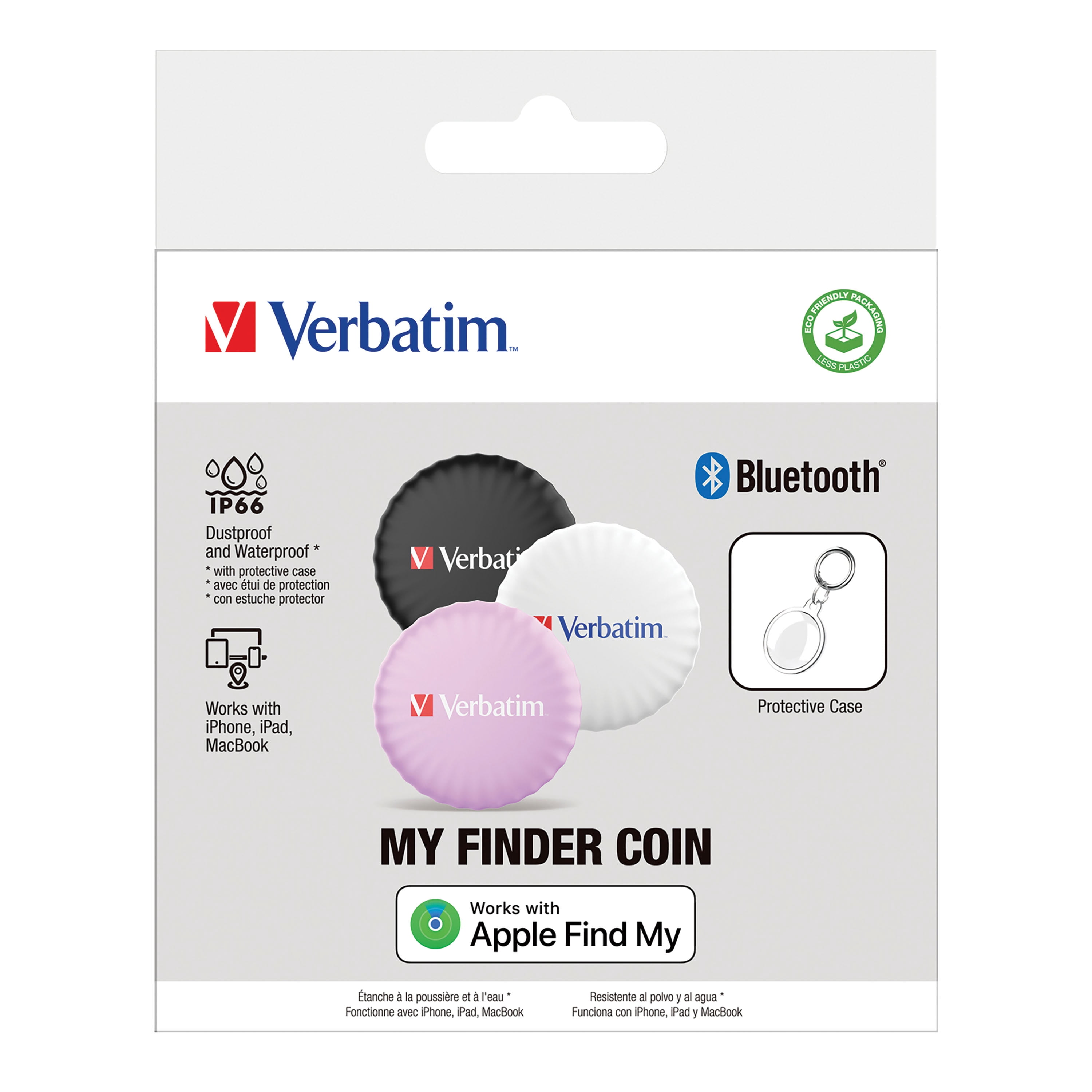 Verbatim  My Finder Bluetooth Coin Tracker - Black, White & Purple - Pack of 3