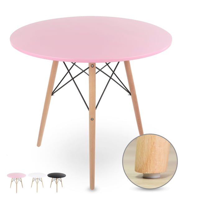 Mesa Redonda de Madera Mirel estilo minimalista Moderno 80 cm rosa
