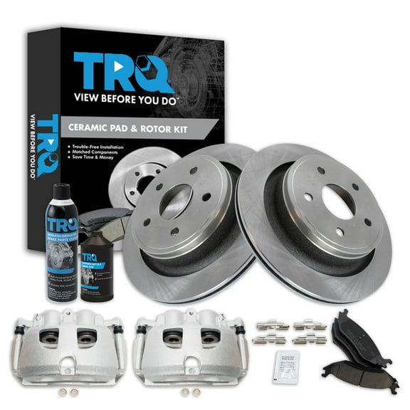 TRQ Rear Brake Pad & Rotor Kit BKA45351 Fits Select 2012-2012 Ram 1500