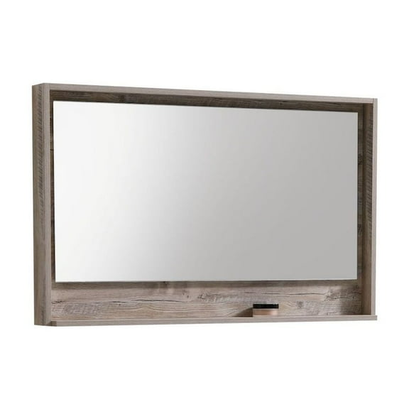 Kubebath Bosco 48" Framed Mirror With Shelve - Nature Wood Finish