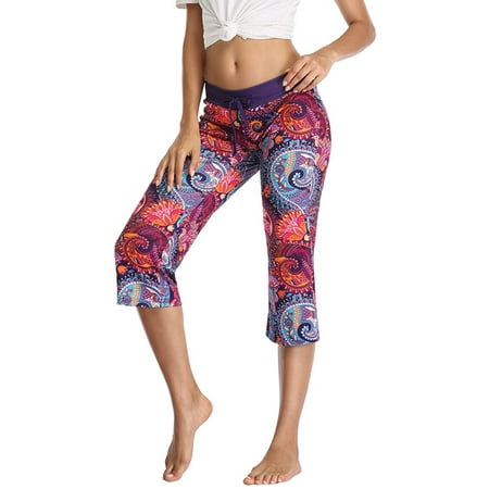 

HDE Women’s Capri Pajama Pants Sleepwear Sleep Pants 2X Plus Purple Paisley