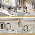 thumbnail image 4 of WOWOW 8 in. Widespread Double Handle Bathroom Faucet in Black and Gold, 4 of 9