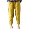 thumbnail image 2 of Nrmvnmi Summer Saving 2024 Capri Pants for Women Casual 2024 Summer Drawstring Elastic High Waist Linen Pants Straight Wide Leg Plus Size Lounge Capris For Mens Gifts, 2 of 6