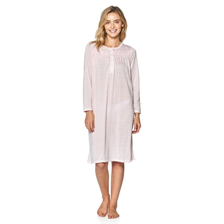 

Casual Nights Women s Pointelle Pintucked Long Sleeve Nightgown