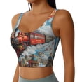 thumbnail image 2 of Fotbe Red Train Hot Air Balloon Sujetador Deportivo Largo sin Aros para Mujer con Almohadillas y Soporte Medio, Transpirable y Absorbente, Camiseta Tipo Chaleco o Tank Top-Large, 2 of 8