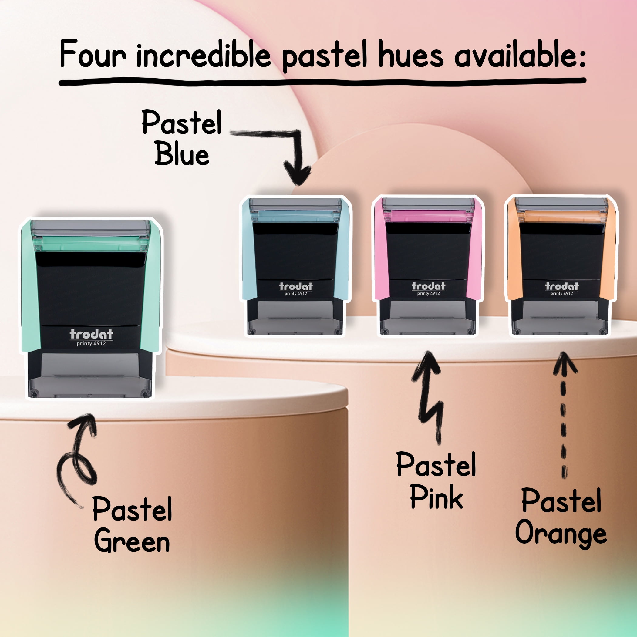 Trodat Printy 4912 Self-Inking Pastel Green Do-It-Yourself (DIY) 4 Line Custom Stamp Kit with Black Ink, Impression Size: 3/4” x 1-7/8”