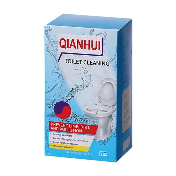 Toilet Bowl Cleaner Tablets, Leaves Bowl Sanitary, Freshens, Deodorizes, Descales & Repels Tough Stains, Helps Prevent Limescale Buildup, Safe for Septic Tanks, 16 Pack 1 Year Supply