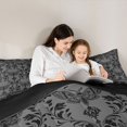 thumbnail image 4 of Manfei Vintage Gothic Death Moth Twin Comforter Sets, Aztec Tribal Damask Bedding Set, Gray Black, Black Reversible 2 Pieces, 1 Comforter and 1 Pillowcase, 4 of 6