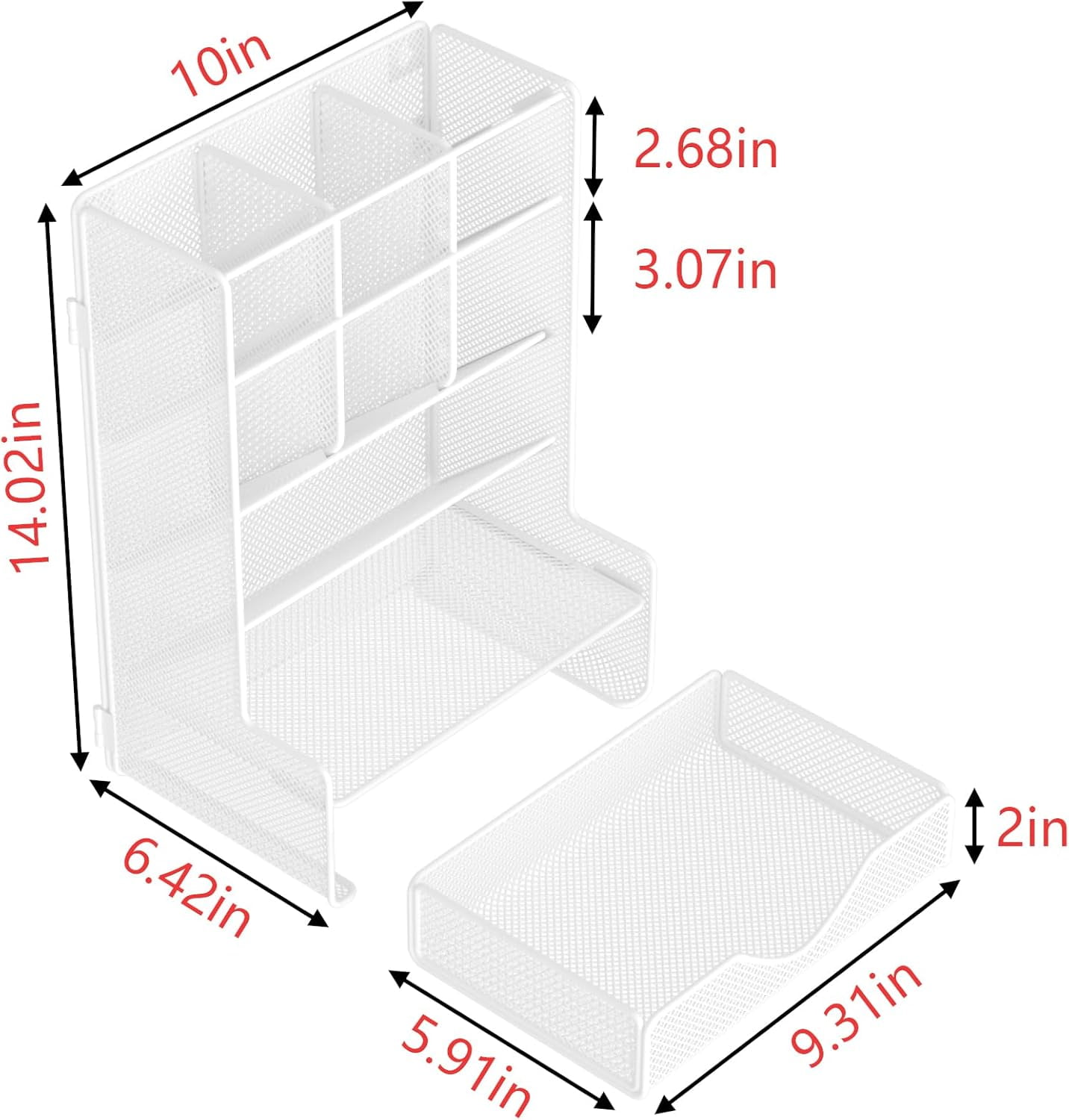 BOHDK Pen Organizer with Drawer for Desk, White