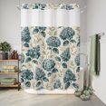 thumbnail image 4 of No Hook Shower Curtain, Vintage Hydrangea Floral Shower Curtains for Bathroom with See Through Top Window, Farmhouse Botanical Aesthetic Waterproof & Washable Bath Curtain Stall 48"x72", 4 of 5