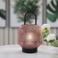 thumbnail image 4 of Decorative Medium Battery Powered Outdoor lantern, Metal and Glass Cordless Lamp, Decorative Table Lamp with 6H Timer (Purple), 4 of 14