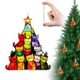 thumbnail image 2 of Cat Christmas Tree Ornament Gift, Cute Kitties In Hats Acrylic Xmas Tree Hanging Decor, Funny Festive Keepsake Ornament, Great Cat Lover Gifts For Women Christmas Tree Home Party, 2 of 5