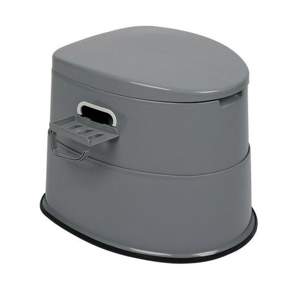 Portable Grey Toilet With Non-Slip Mat Ideal For Camping And Outdoor Activities