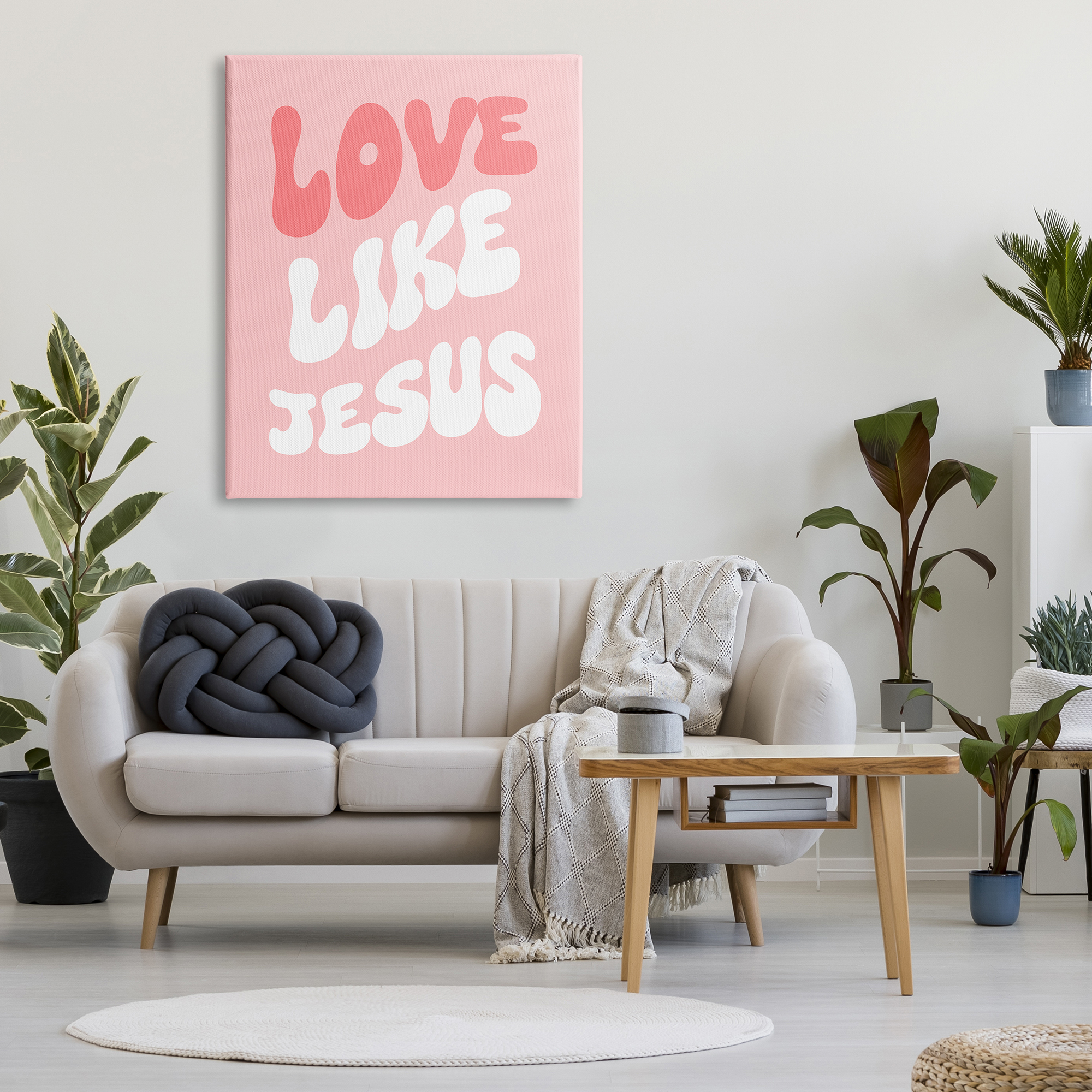 Stupell Industries Love Like Jesus Retro Inspirational Painting Gallery Wrapped Canvas Art Print Wall Art, 36 x 48