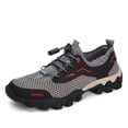 thumbnail image 2 of Men's Gray Black Contrast Mesh Hiking Sneakers, Rugged Thick Sole Anti Slip Outdoor Trekking Shoes, 2 of 9