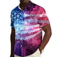 thumbnail image 2 of Hogleaql Men's 250 Anniversary Usa Shirts 4th Of July American Flag Print Short Sleeve Patriotic Shirt Collared Button Down Trendy Beach Workout Shirts for Men Vermilion M, 2 of 6