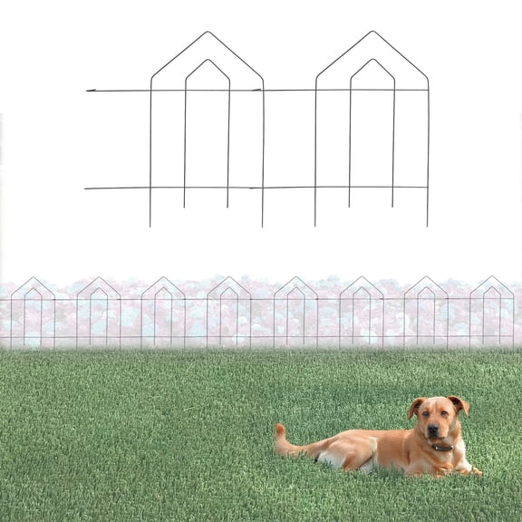 Glamos Wire Folding Picket Top Fence, 20 in H x 8 ft L, Metal Garden Yard Panel