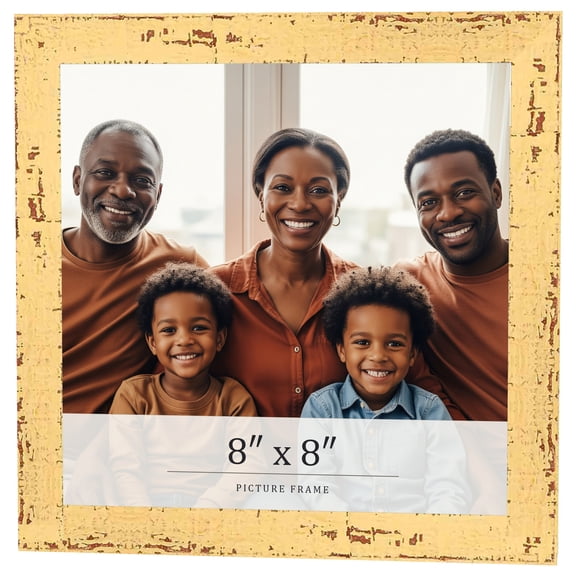 8x8 Frame Yellow Real Wood Picture Frame Width 1.25 inches | Interior Frame Depth 0.5 inches |