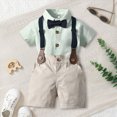 thumbnail image 2 of Kaprioy Boys Summer Outfits Baby Boy Formal Short Set Toddler Summer Gentleman Outfit Kid Short Sleeve Bowtie Shirt Suspender Shorts Suit Tuxedo Outfits, 2 of 5