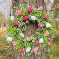 thumbnail image 4 of Hmgxay Front Door Wreath, Lifelike Floral Arrangement with Tulips, Decorative Flower Garland for Spring Decor, Handmade Door Decoration for Weddings and Events, 4 of 5