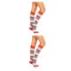 thumbnail image 2 of Qarigey 1 par de calcetines a rayas hasta la rodilla de arcoíris, elasticidad, transpirabilidad, apariencia de moda cómoda, calcetín antideslizante, Type5 NO5 Qarigey CBP288731, 2 of 6