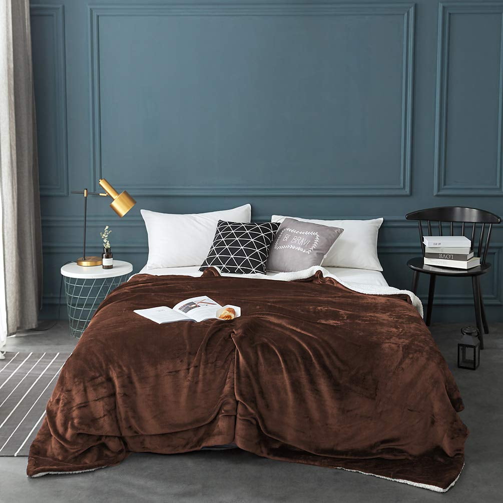 MOSHU Sherpa Bed Blankets Double Reversible Fluffy for Bed Warm Soft Twin Flannel Fleece Blankets