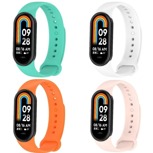 KOMI Silicone Bands for Xiaomi Mi Band 8, 4 Pack Soft Rubber Watch Straps for Xiaomi Smart Band 8, Adjustable Breathable Replacement Wristbands for Women Men, Black