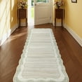thumbnail image 2 of Wonnitar 2'x6' Scalloped Runner Rug for Hallway, Washable Striped Kitchen Rug Non Slip, Soft Low Pile Wavy Edge Beige Accent Rug for Entryway, Bathroom, Bedroom, Laundry Room, 2 of 7