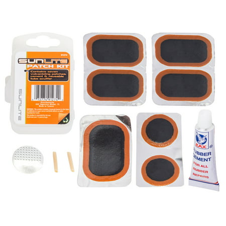 Sunlite Bicycle Tube Patch Kit Small Plastic Case 7 Patches Glue Scuffer (Best Bike Patch Kit)