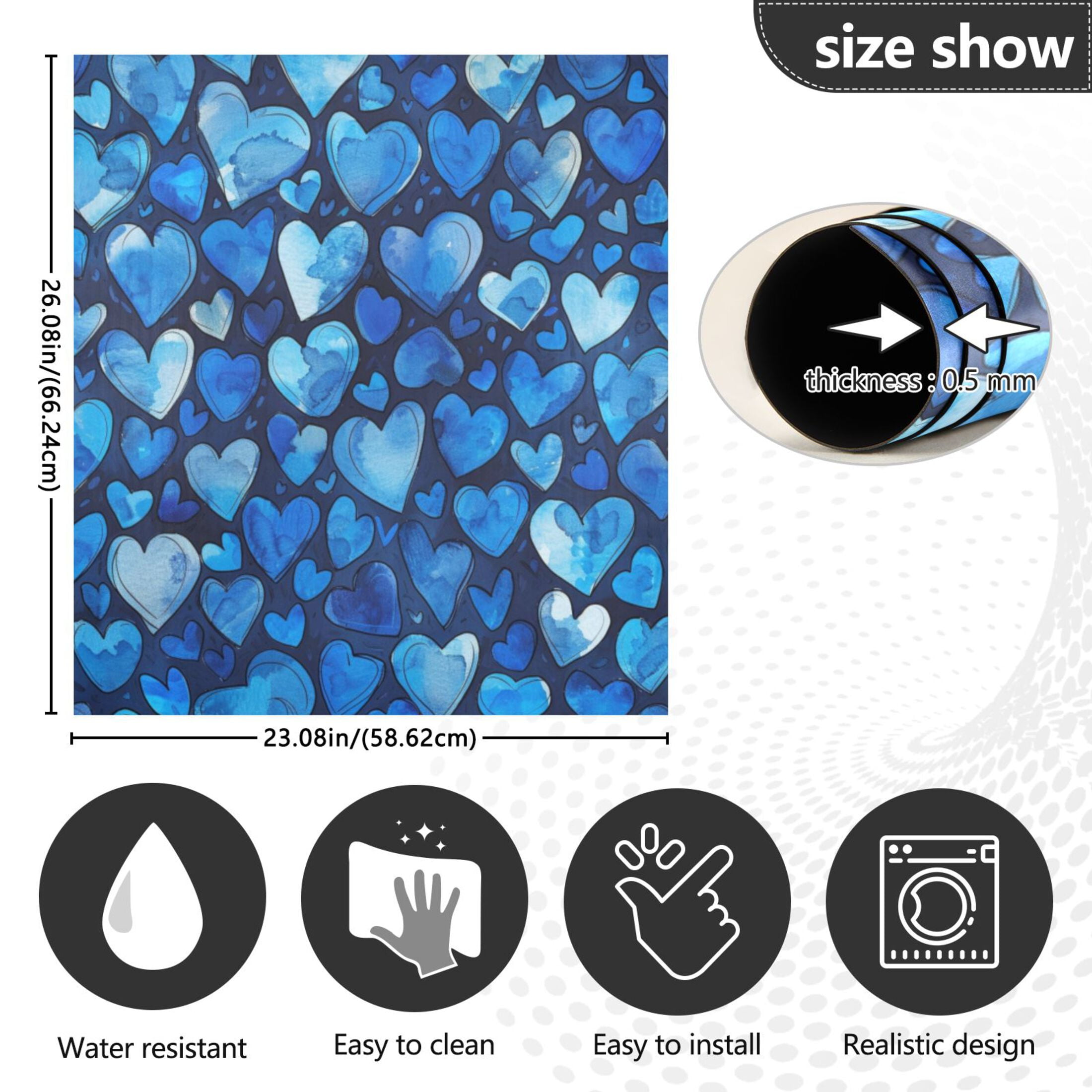 Dishwasher Magnetic Sticker 23x26 Inch Refrigerator Magnetic Sticker Washing Machine Magnetic Sticker Kitchen Panel Magnetic Sticker Home Decor Blue Cartoon Heart
