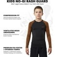 thumbnail image 2 of Exxact Sports Kids BJJ Rash Guard Long Sleeve, Ranked No Gi Jiu Jitsu Compression Shirt for Boys & Girls for MMA, Wrestling - (Black/Brown, YL), 2 of 7