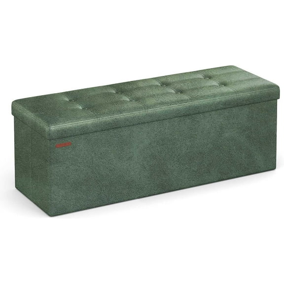 SONGMICS 43" Storage Ottoman Bench, Ottoman with Storage, Leather Storage Bench, Hold up to 660lb for Living Room