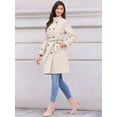 thumbnail image 4 of DARING DIVA Women's Double Breasted Trench Long Winter Pea Coat with Belt M White, 4 of 6