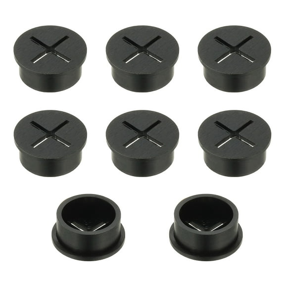 1 Inch Wire Rubber Grommets, 8Pcs Desk Grommet Cable Grommet Hole Cover Cord Organizer Cable Pass Through for Office Home Table Countertop, Black