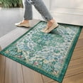 thumbnail image 3 of Boho Floral Decor Rug, Vintage Bohemian Rug for Bathroom Kitchen Bedroom Laundry Bedside, Non-Slip Washable Small Bath Rug, Entryway Floor Door Mat 17x30 Inch Green, 3 of 6