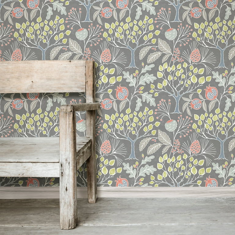 NuWallpaper Groovy Garden Grey Peel & Stick Wallpaper NuWallpaper Groovy Garden Grey Peel & Stick Wallpaper
