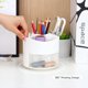 thumbnail image 2 of Rotating Pen Pencil Holder, 4 Compartments Pen Pot - Desktop Stationery Storage Makeup Brushes Holder for Home and Office, Pen Organiser (White), 2 of 5
