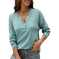 thumbnail image 1 of Camiseta holgada de manga larga con hombros caídos y botones para mujer Abanopi  Camiseta mujer, 1 of 7