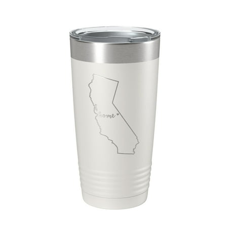 

California Tumbler Home State Travel Mug Insulated Laser Engraved Map Coffee Cup 20 oz White