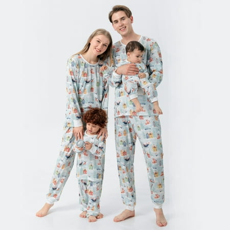

Cntydi Pajamas for Women Gifts Parent-child Warm Christmas Set Printed Home Wear Pajamas Two-piece Mom Set