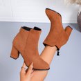 thumbnail image 6 of Women's Retro Suede Ankle Boots Almond Toe Chunky Block Heel Back Zipper Short Booties for Business Work, 6 of 8