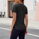thumbnail image 5 of Blusas de Manga Corta para las Mujeres Primavera Verano Cuello Redondo Ejercicio de Yoga Color Sólido Camiseta, 5 of 7