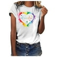thumbnail image 2 of Fesfesfes Shirt for Women Valentine's Day Fashion Woman Causal Round-Neck Printing Blouse Short Sleeve T-Shirt Tops T Shirt Pack 4(S), 2 of 5